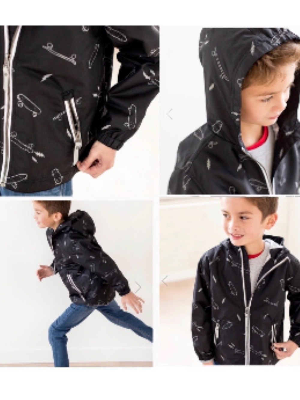 Hanna Andersson Wind At Your Back Anorak Black Skateboard Print Boys 6-7 (120cm)